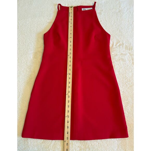 ZARA Dress Size Small Red Halter Bodycon Mini Dress - Picture 8 of 9